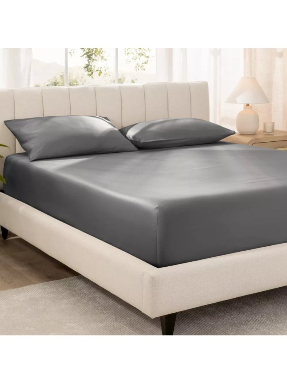 Bare Home Gray Twin Size 400 Thread Count 100% Cotton Fitted Sheet 39" x 75"
